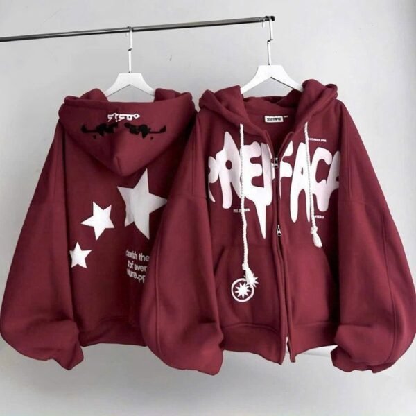 Sudadera granate con cremallera